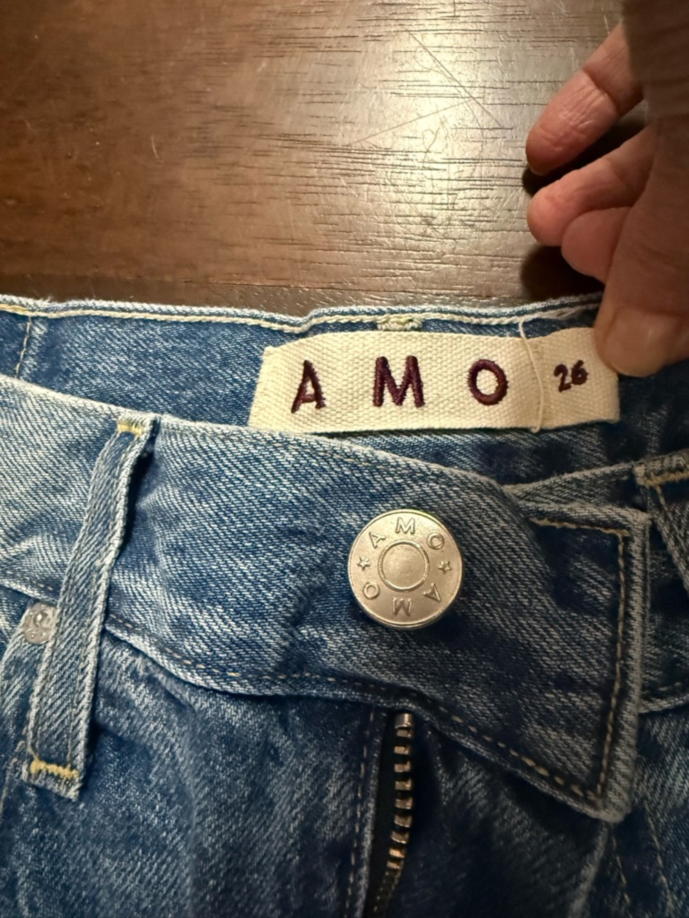AMO Laura High-Waist Distressed Denim Cutoff Shorts - medium blue - Picture 3 of 3